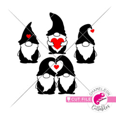 Gnomes Valentines day black svg png dxf eps jpeg SVG DXF PNG Cutting File