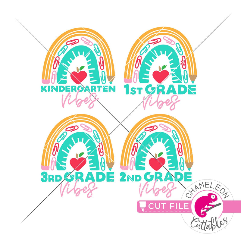 Grade Vibes School supply rainbow for kids svg png dxf eps jpeg SVG DXF PNG Cutting File
