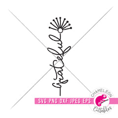 Grateful Fall Flower Thanksgiving svg png dxf eps jpeg