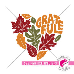 Grateful Heart with Fall Leaves Thanksgiving svg png dxf eps jpeg