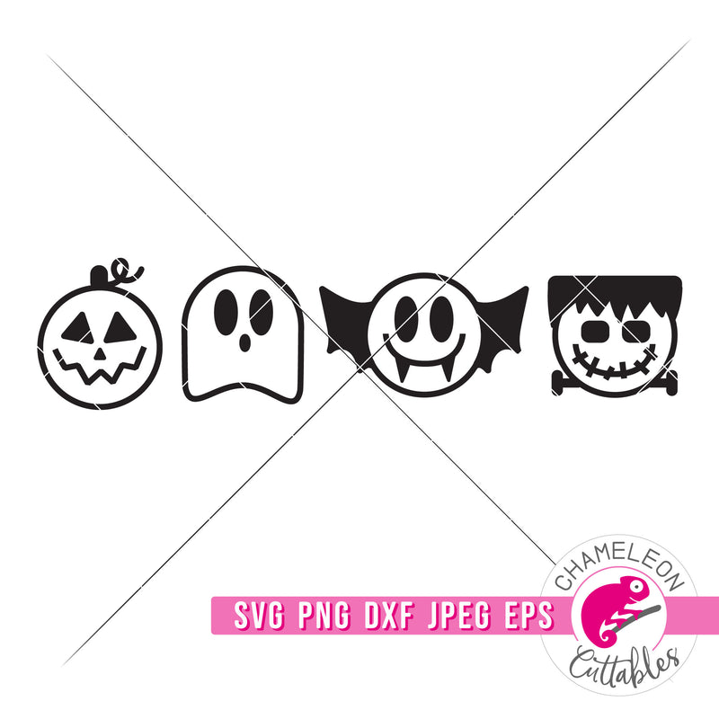 Halloween Characters Smiling Faces cute svg png dxf eps jpeg