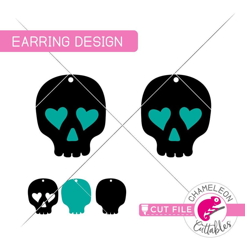 Halloween Sugar Skull Earring Template svg png dxf eps SVG DXF PNG Cutting File
