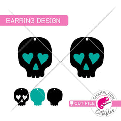 Halloween Sugar Skull Earring Template svg png dxf eps SVG DXF PNG Cutting File