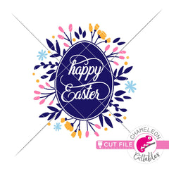 Happy Easter Egg with Flowers svg png dxf eps jpeg SVG DXF PNG Cutting File