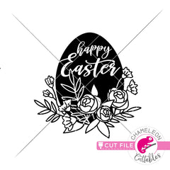 Happy Easter floral Egg svg png dxf eps jpeg SVG DXF PNG Cutting File