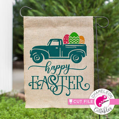 Happy Easter Truck with Eggs svg png dxf eps SVG DXF PNG Cutting File
