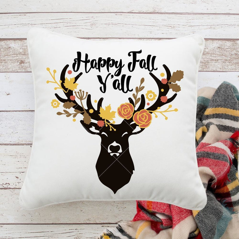 Happy Fall Yall Deer Svg Png Dxf Eps Svg Dxf Png Cutting File