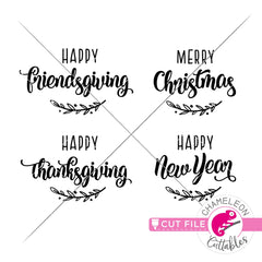 Happy Holiday Bundle Friendsgiving Thanksgiving Christmas New Year svg png dxf eps jpeg SVG DXF PNG Cutting File
