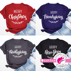 Happy Holiday Bundle Friendsgiving Thanksgiving Christmas New Year svg png dxf eps jpeg SVG DXF PNG Cutting File