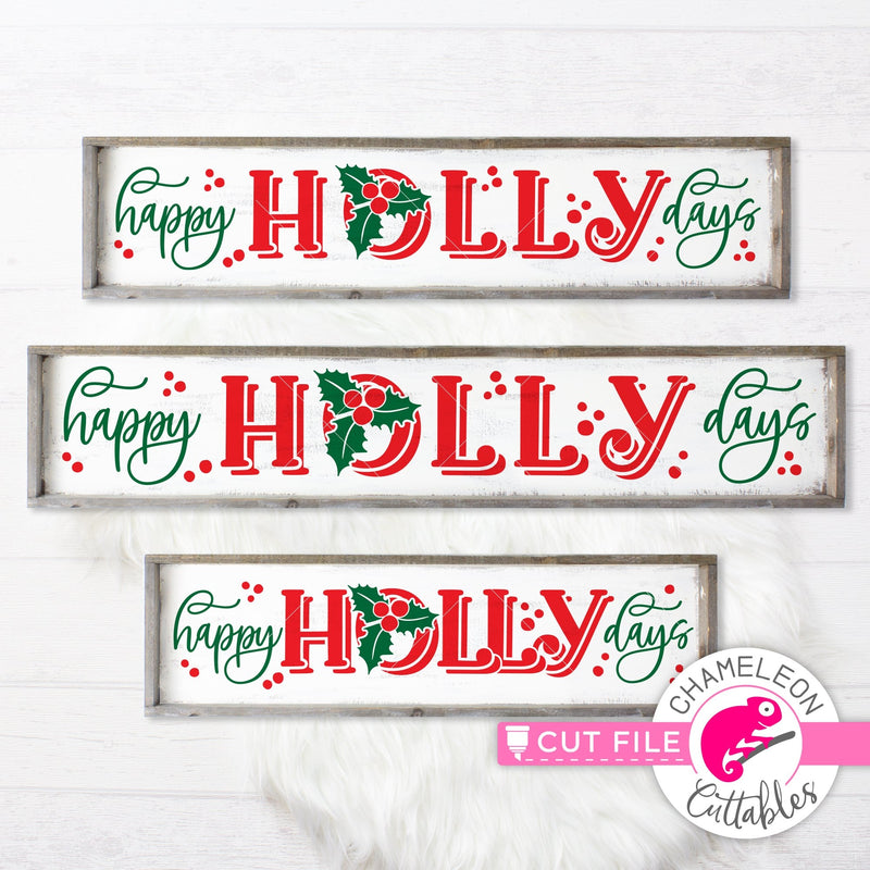 Happy Hollydays Christmas horizontal svg png dxf SVG DXF PNG Cutting File