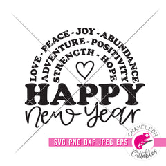 Happy New Year Positivity Rainbow New Year's Eve svg png dxf eps jpeg