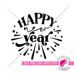 Happy New Year svg png dxf eps jpeg SVG DXF PNG Cutting File