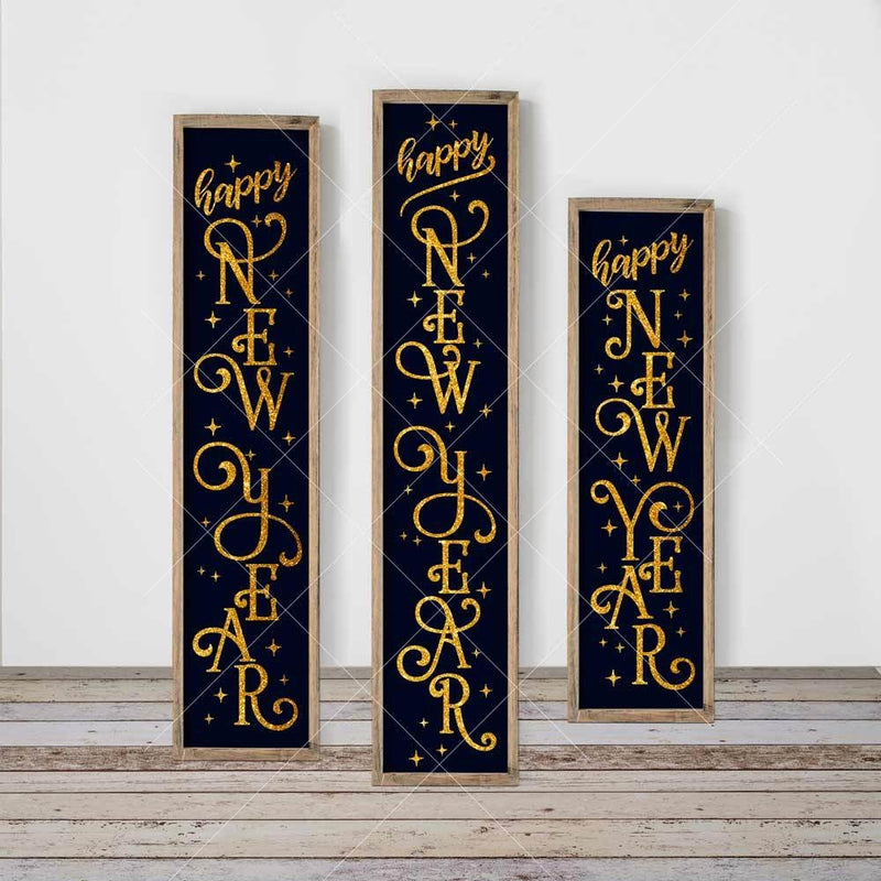 Happy New Year vertical svg png dxf SVG DXF PNG Cutting File