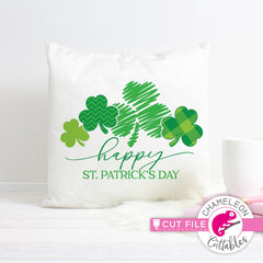 Happy St. Patricks Day clovers with pattern svg png dxf eps jpeg SVG DXF PNG Cutting File