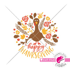 Happy Thanksgiving Turkey svg png dxf eps jpeg SVG DXF PNG Cutting File
