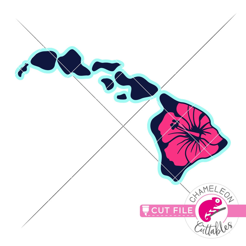 Hawaii state flower Hibiscus layered svg png dxf eps jpeg SVG DXF PNG Cutting File