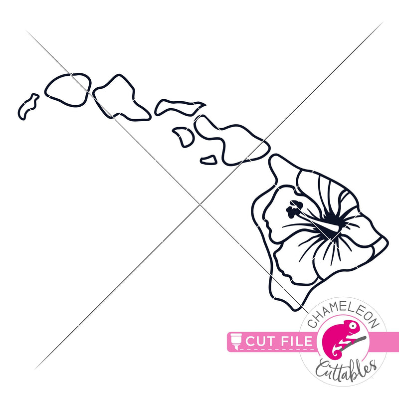 Hawaii state flower Hibiscus outline svg png dxf eps jpeg SVG DXF PNG Cutting File