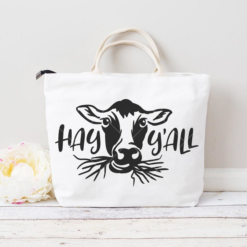 Hay Yall Cow - Farmhouse Cattle Farm Svg Png Dxf Eps Svg Dxf Png Cutting File