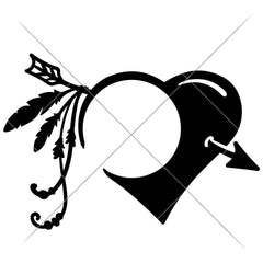 Heart With Arrow And Feathers For Monogram Svg Png Dxf Eps Svg Dxf Png Cutting File