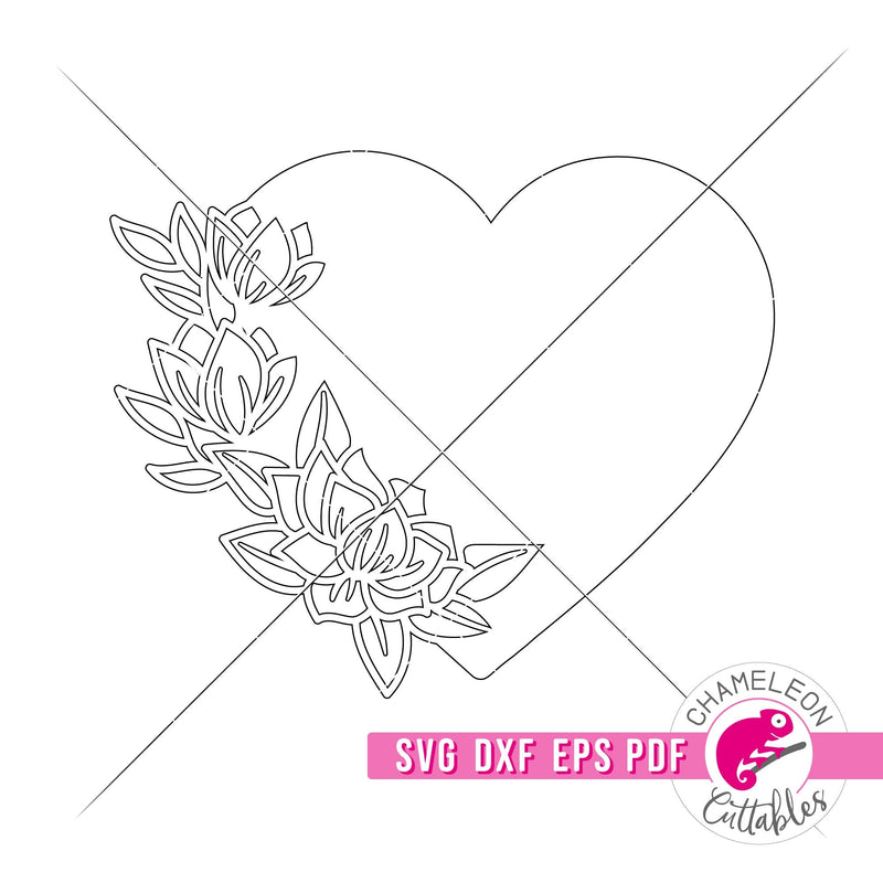 Heart with Flower sign for Laser cutter svg dxf eps pdf SVG DXF PNG Cutting File