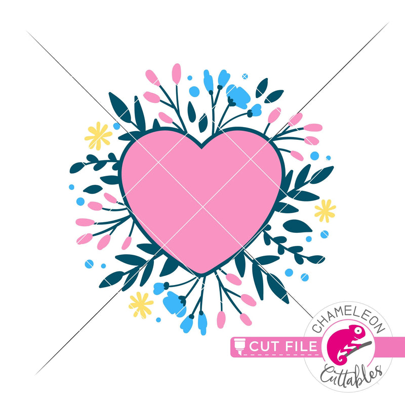 Heart with Flowers layerd svg png dxf eps jpeg SVG DXF PNG Cutting File