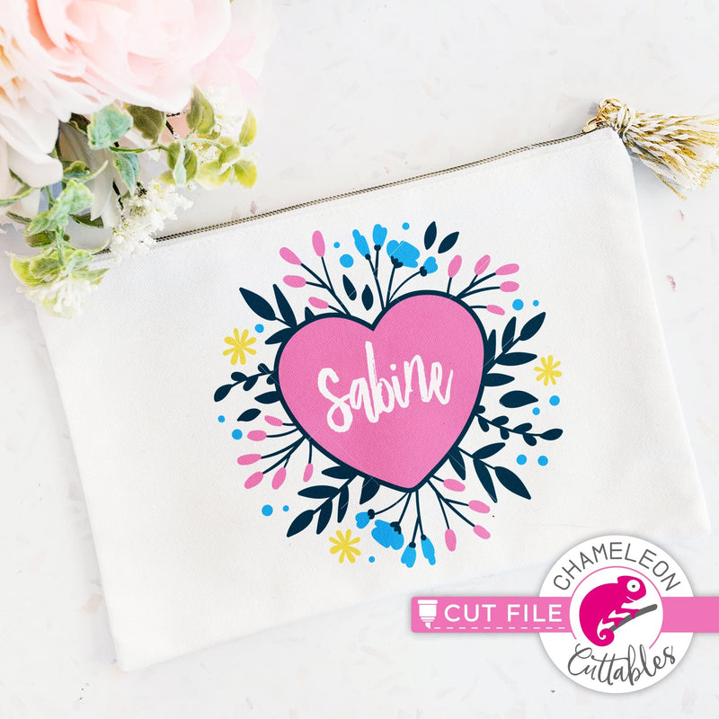 Heart with Flowers layerd svg png dxf eps jpeg SVG DXF PNG Cutting File