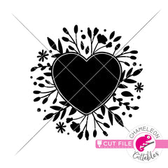 Heart with Flowers svg png dxf eps jpeg SVG DXF PNG Cutting File