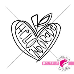 Hello 2nd grade Apple Heart back to school svg png dxf eps jpeg SVG DXF PNG Cutting File
