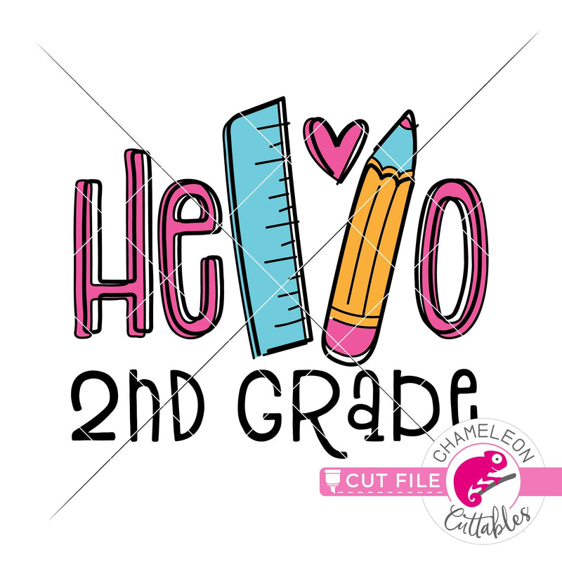 Hello 2nd grade back to school svg png dxf eps jpeg SVG DXF PNG Cutting File