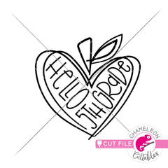 Hello 5th grade Apple Heart back to school svg png dxf eps jpeg SVG DXF PNG Cutting File