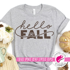 Hello Fall with Heart svg png dxf eps jpeg SVG DXF PNG Cutting File