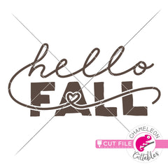 Hello Fall with Heart svg png dxf eps jpeg SVG DXF PNG Cutting File