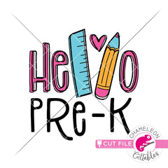 Hello Pre-K back to school svg png dxf eps jpeg SVG DXF PNG Cutting File