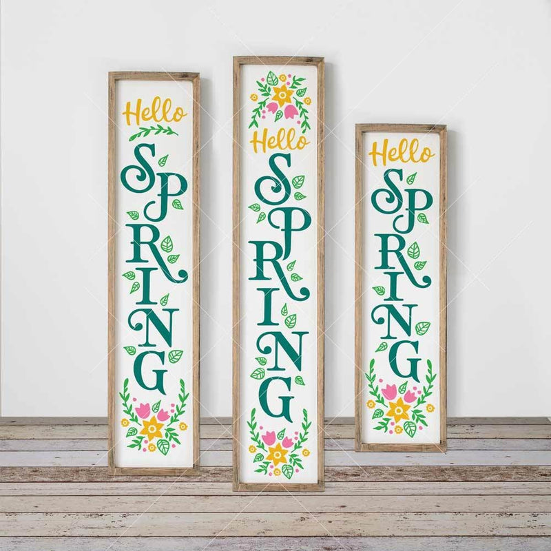 Hello Spring Flowers vertical svg png dxf SVG DXF PNG Cutting File