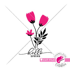 Hello Spring Tulips svg png dxf eps jpeg SVG DXF PNG Cutting File