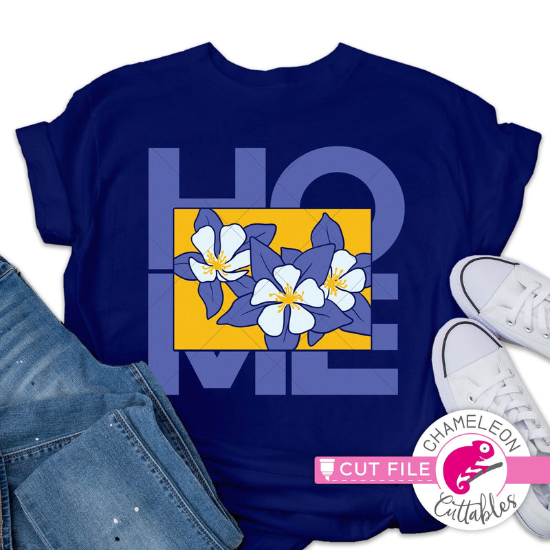 Home Colorado state flower blue Columbine square svg png dxf eps jpeg SVG DXF PNG Cutting File