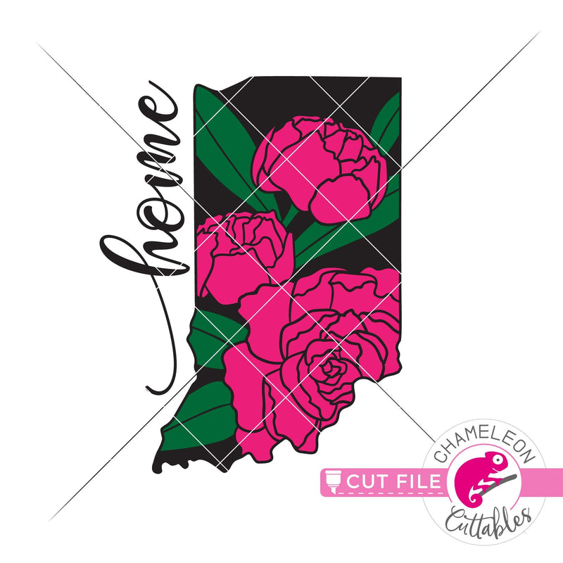 Home Indiana state flower peony layered svg png dxf eps jpeg SVG DXF PNG Cutting File