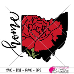 Home Ohio State Flower Red Carnation layered svg png dxf eps SVG DXF PNG Cutting File