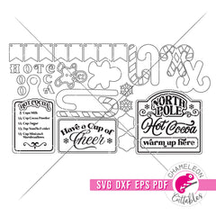 Hot Cocoa Christmas Tray Design Bundle svg dxf eps pdf SVG DXF PNG Cutting File