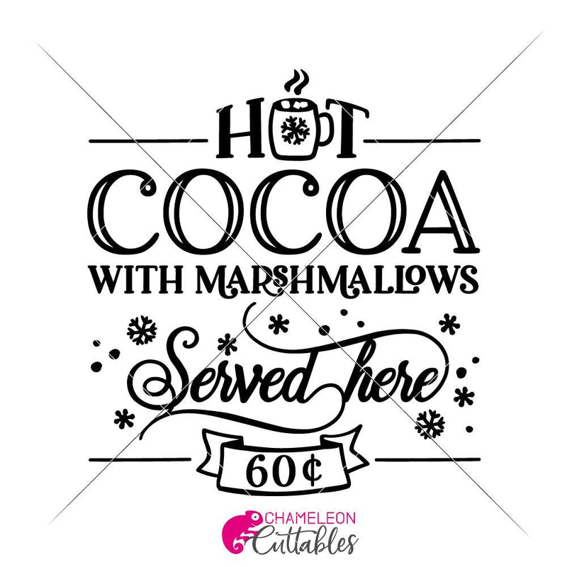 Hot Cocoa With Marshmallows Svg Png Dxf Eps Svg Dxf Png Cutting File