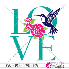 Hummingbird Love with Roses svg png dxf eps SVG DXF PNG Cutting File