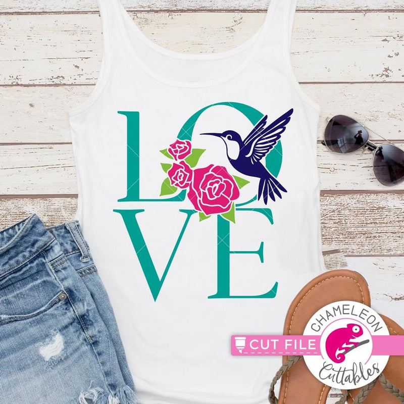 Hummingbird Love with Roses svg png dxf eps SVG DXF PNG Cutting File