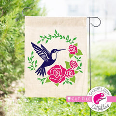 Hummingbird with Roses circle svg png dxf eps SVG DXF PNG Cutting File