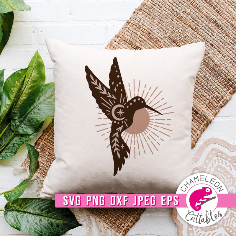 Hummingbird with Sun mystical svg png dxf eps jpeg SVG DXF PNG Cutting File