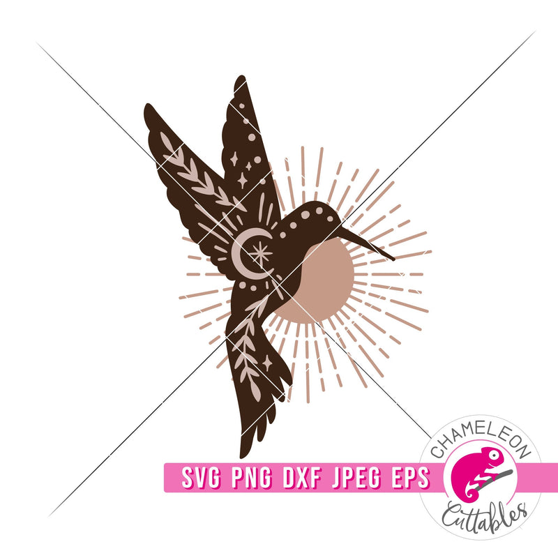 Hummingbird with Sun mystical svg png dxf eps jpeg SVG DXF PNG Cutting File