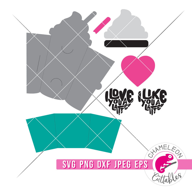 I love you a latte gift card holder svg png dxf eps jpeg SVG DXF PNG Cutting File