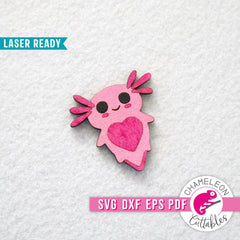 I love you A-xo-LOT-l Pin for Laser cutter axolotl svg dxf eps pdf SVG DXF PNG Cutting File