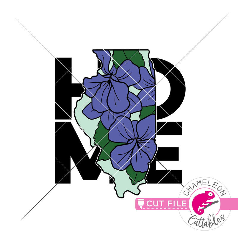 Illinois state flower violet home square svg png dxf eps jpeg SVG DXF PNG Cutting File