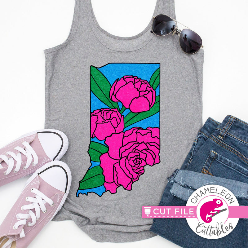 Indiana state flower peony layered svg png dxf eps jpeg SVG DXF PNG Cutting File