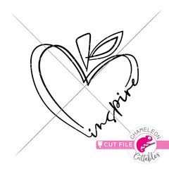 Inspire Apple Heart Teacher svg png dxf eps jpeg SVG DXF PNG Cutting File